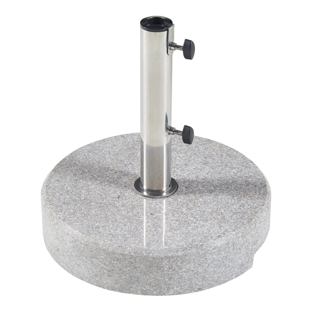 Base rotonda per ombrellone da giardino in granito 38 x 9 cm grigio 03_0010260