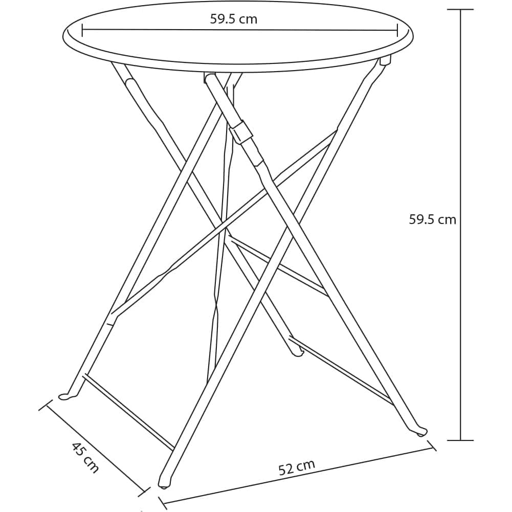 Set 3 Pezzi Giardino Tavolo 2 Sedie da Bistrot Pieghevole Modello Parigi Nero