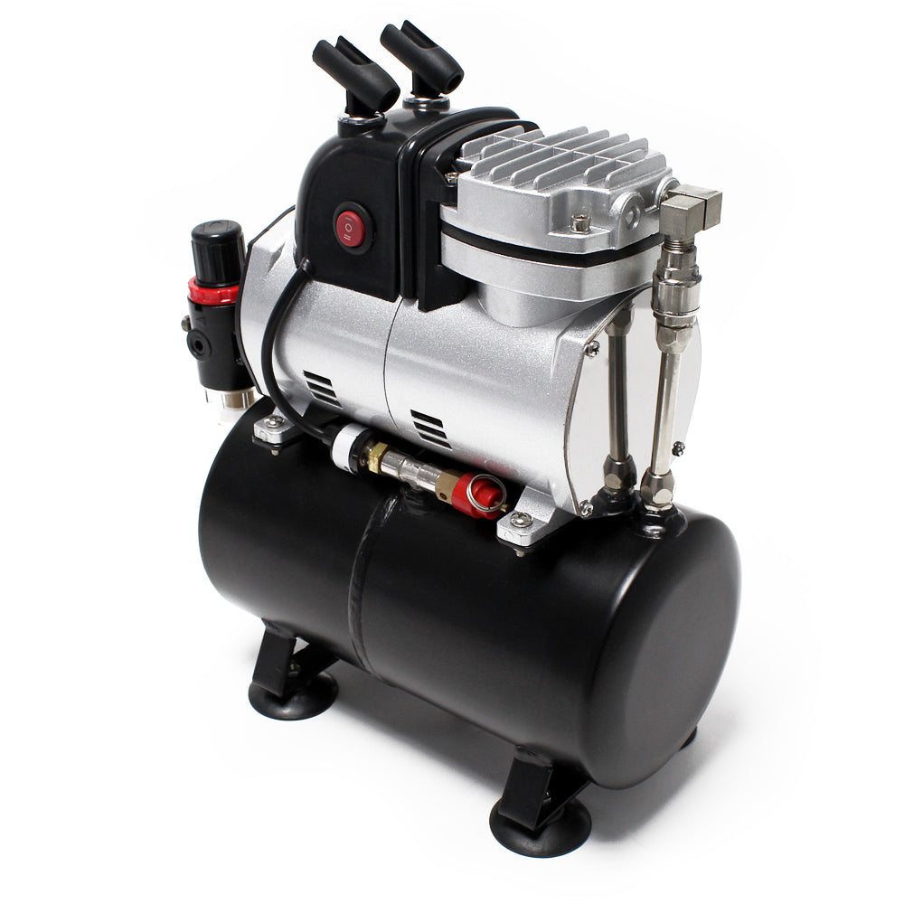 Compressore per aerografo AF189, monocilindro con serbatoio aria e pressione massima di 6 bar