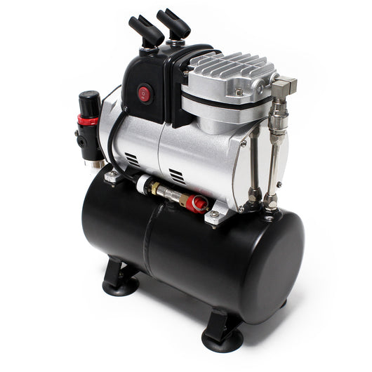 Compressore per aerografo AF189, monocilindro con serbatoio aria e pressione massima di 6 bar