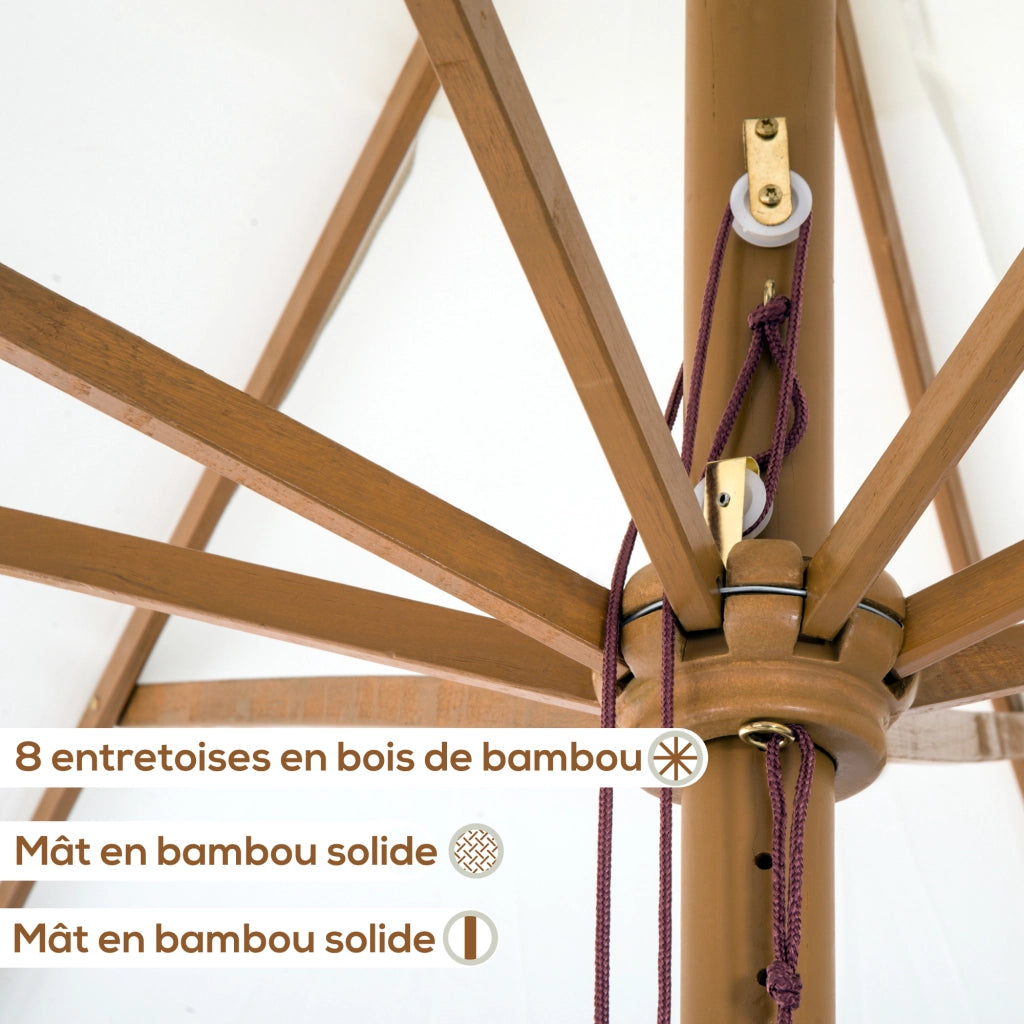 Ombrellone da giardino rotondo grande in bamb¨´ ¨C zephmum ¨C crema ? 3 m