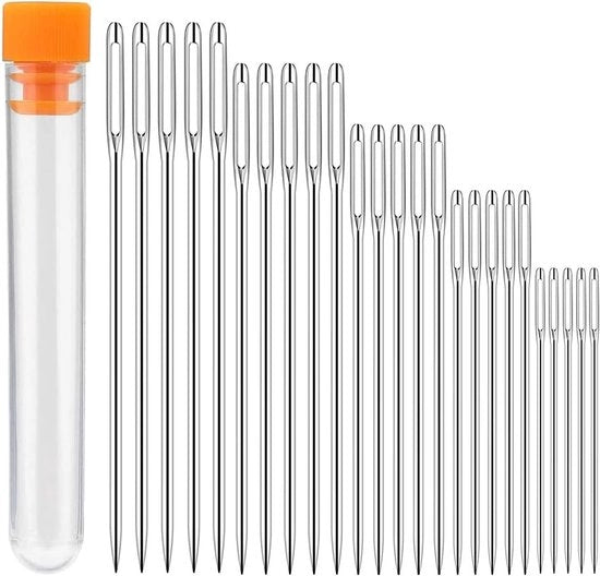 Set di Aghi da Mano da 25 Unità, Ideale per la Ricamo a Mano, Grandi Occhi, Diverse Lunghezze 4.2-6 cm