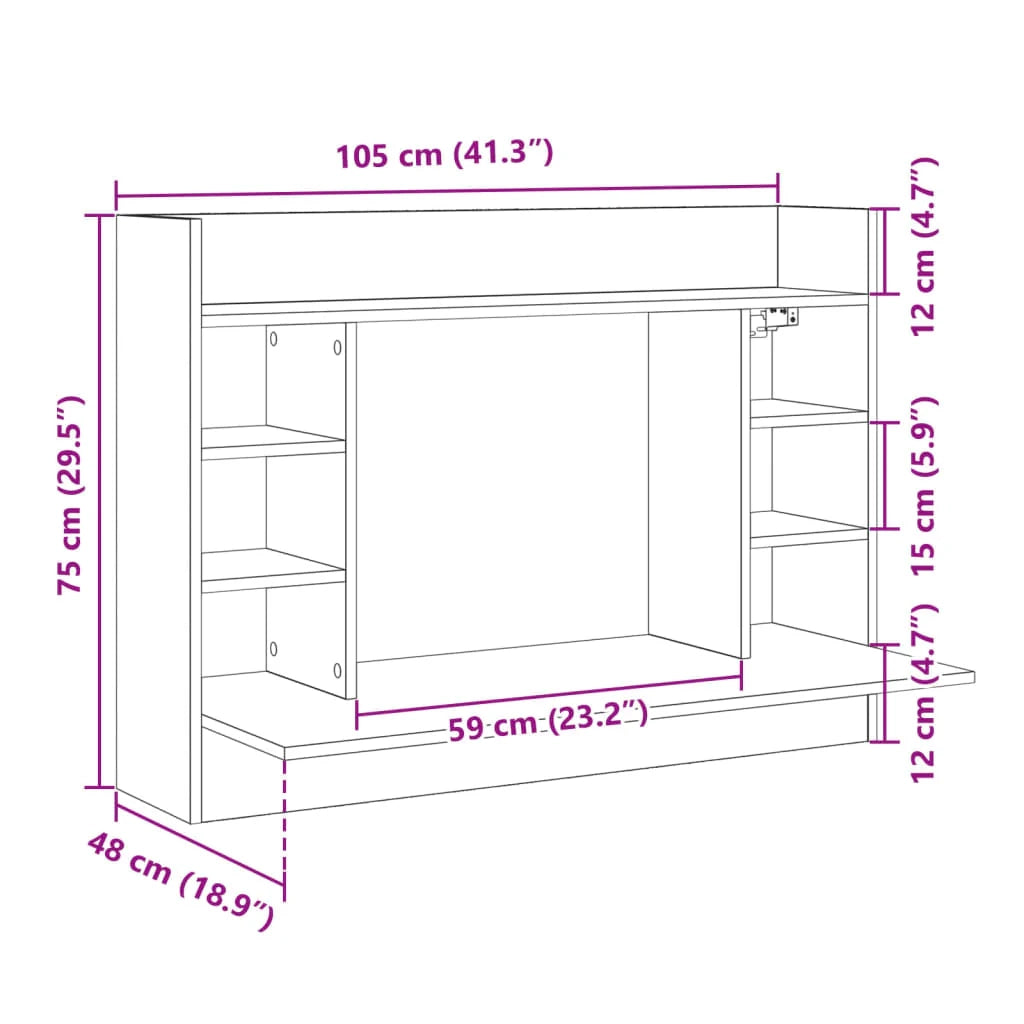Scrivania per computer/postazione di lavoro/unità studio a parete Sonoma 105 x 48 x 75 cm legno ingegnerizzato grigio 02_0023881