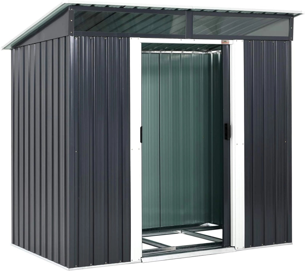 ® Casetta da Giardino in Metallo 2m² con Fondazione 200x125x180cm 2 Finestre Capanno per Attrezzi 4m³ Esterno