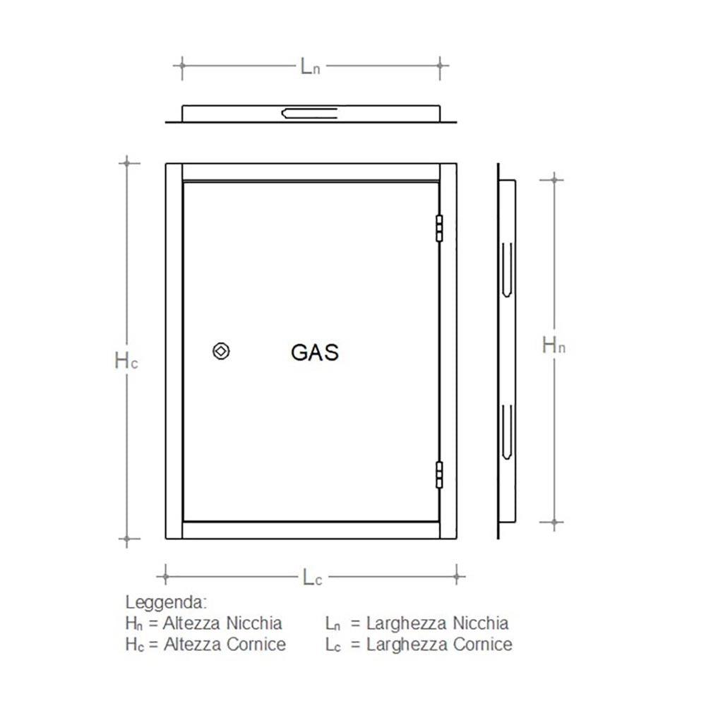 Sportello portello porta rame per chiusura nicchia contatore gas, scegli se  hc 60 x lc 60 cm ( hn 56 x ln 56 cm )