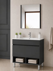 Mobile bagno con piedini con lavabo extrapiano ORIGENBATH NEBARI senza specchio 90x45 cm grafite