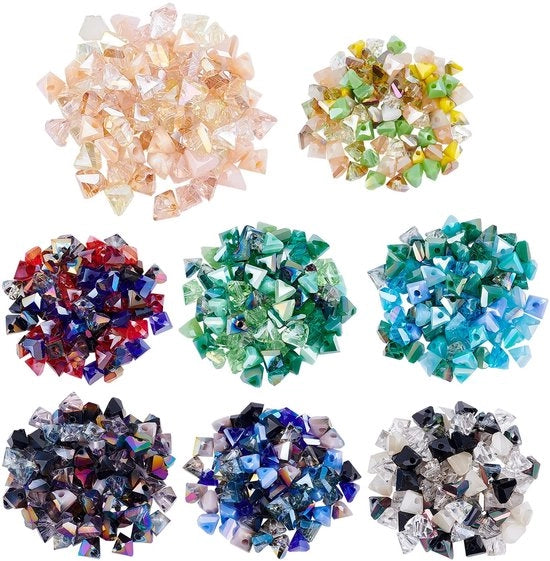 Accessori per gioielli in vetro - Facette triangolari - Spaziatori in vetro - Accessori per collana bracciale o orecchino - Gioielleria fai da te - Accessori per gioielli da personalizzare - Kit per gioielli in vetro