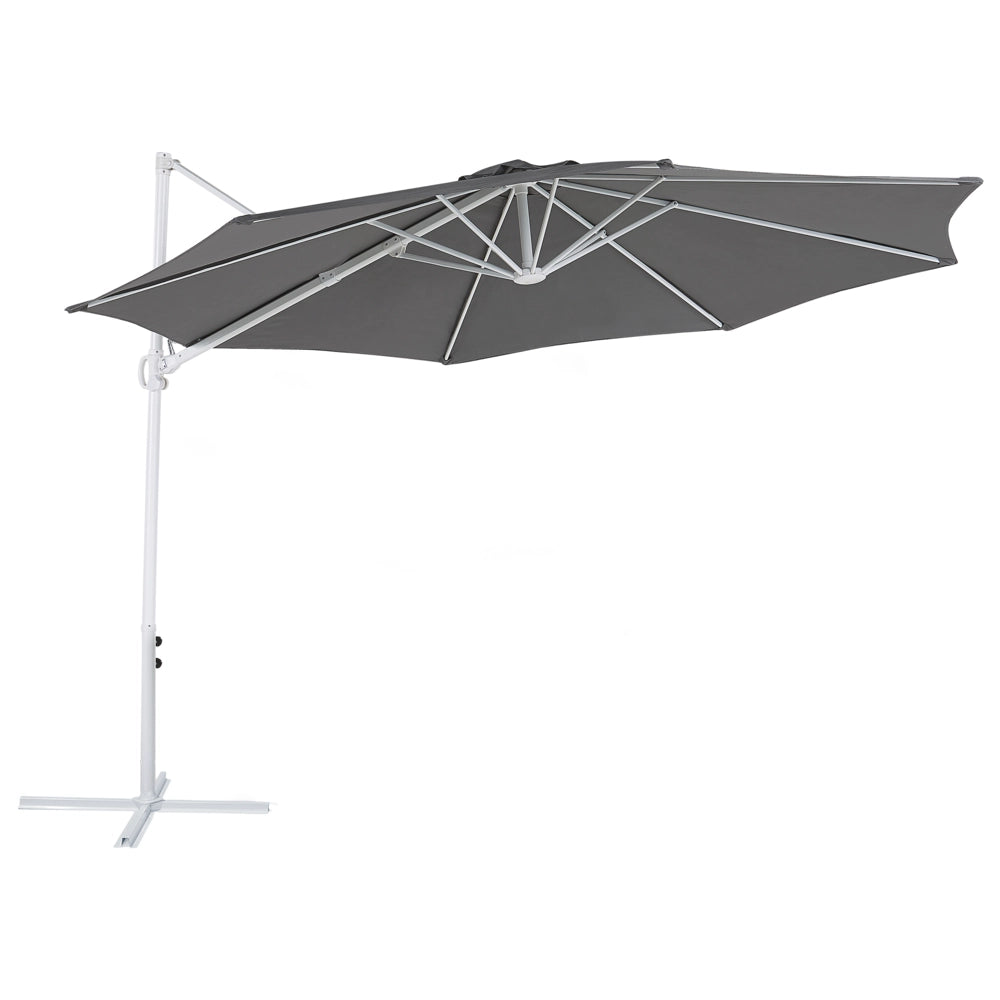 Ombrellone da giardino in tessuto grigio 240 cm girevole resistente agli agenti atmosferici