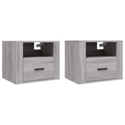 Set di 2 Comodini | Armadio da Notte | Mobiletto da notte a Muro Grigio Sonoma 50x36x40 cm