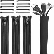 Sistema di Gestione e Nascondimento di Cavi per PC TV Computer Home Entertainment - Astuccio Flessibile per Cavi e Cavi di Rete - Nero [4 pezzi]