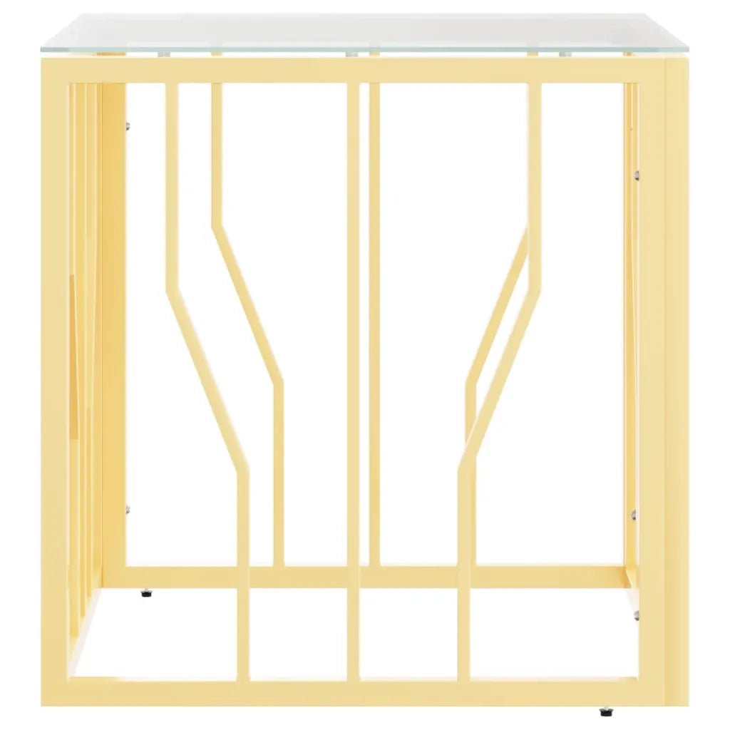 Tavolino da Salotto Oro 50x50x50 cm in Acciaio Inox e Vetro 350042
