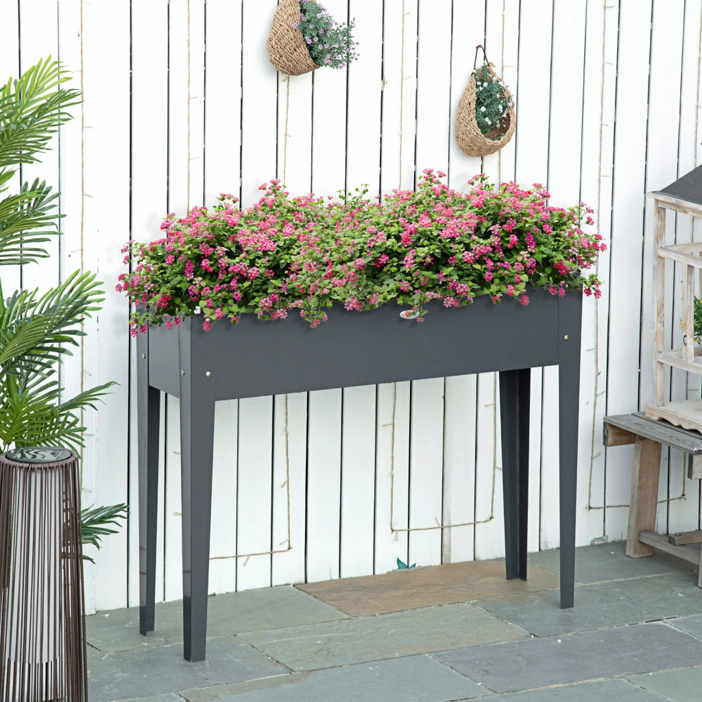 Vaso Giardino Quadrato con Fori Drenaggio ¨C zephmum ¨C Grigio Acciaio Galvanizzato 100x30x80 cm