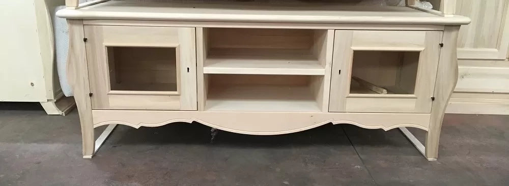 Porta tv  classico in legno bombato 2 porte grezzo l.160 p.50 h.61 (3084) - Mobili 2G