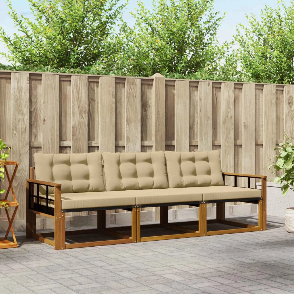 Set di divani da esterno con cuscino 3 pcs Naturale e Beige 3369152