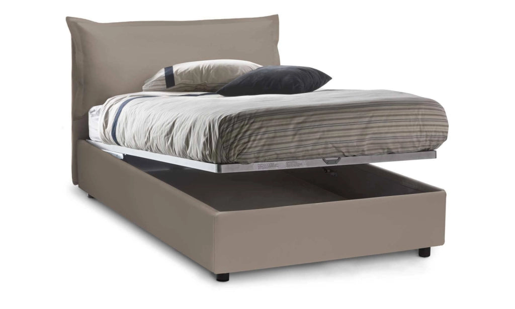 Andora, Letto Piazza e Mezza Contenitore Made in Italy, Grigio Tortora