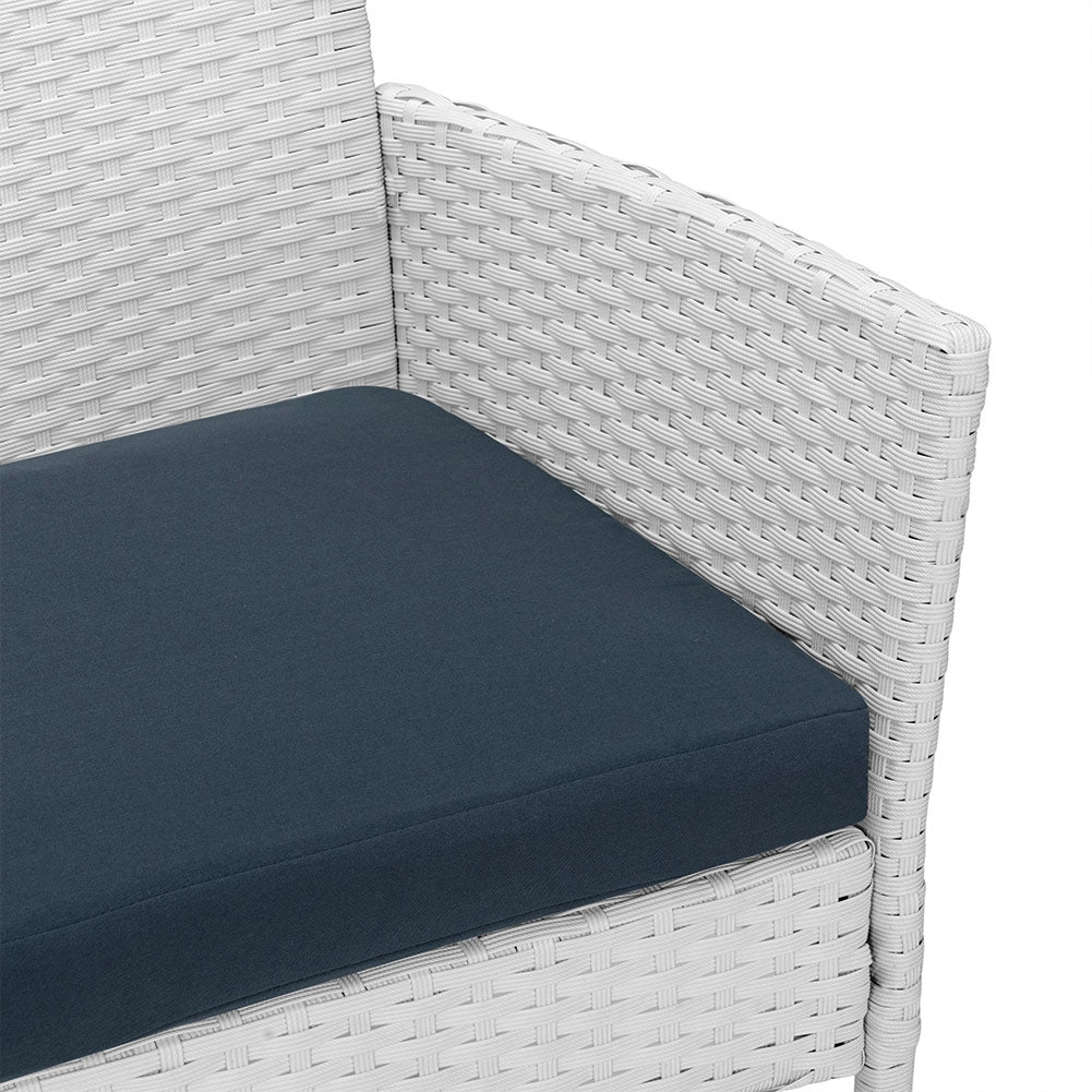 Set Salotto Completo Divano Poltrone Tavolino Poly Rattan Arredo Giardino Bianco