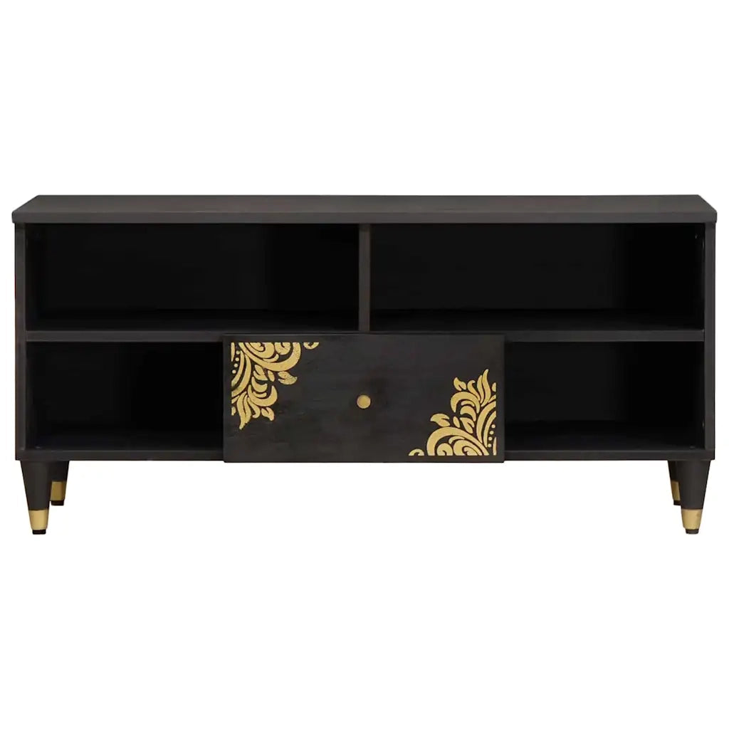 Mobile TV-Credenza per TV-Console TV Nero 100 x 33 x 46 cm Legno di mango massello 208277