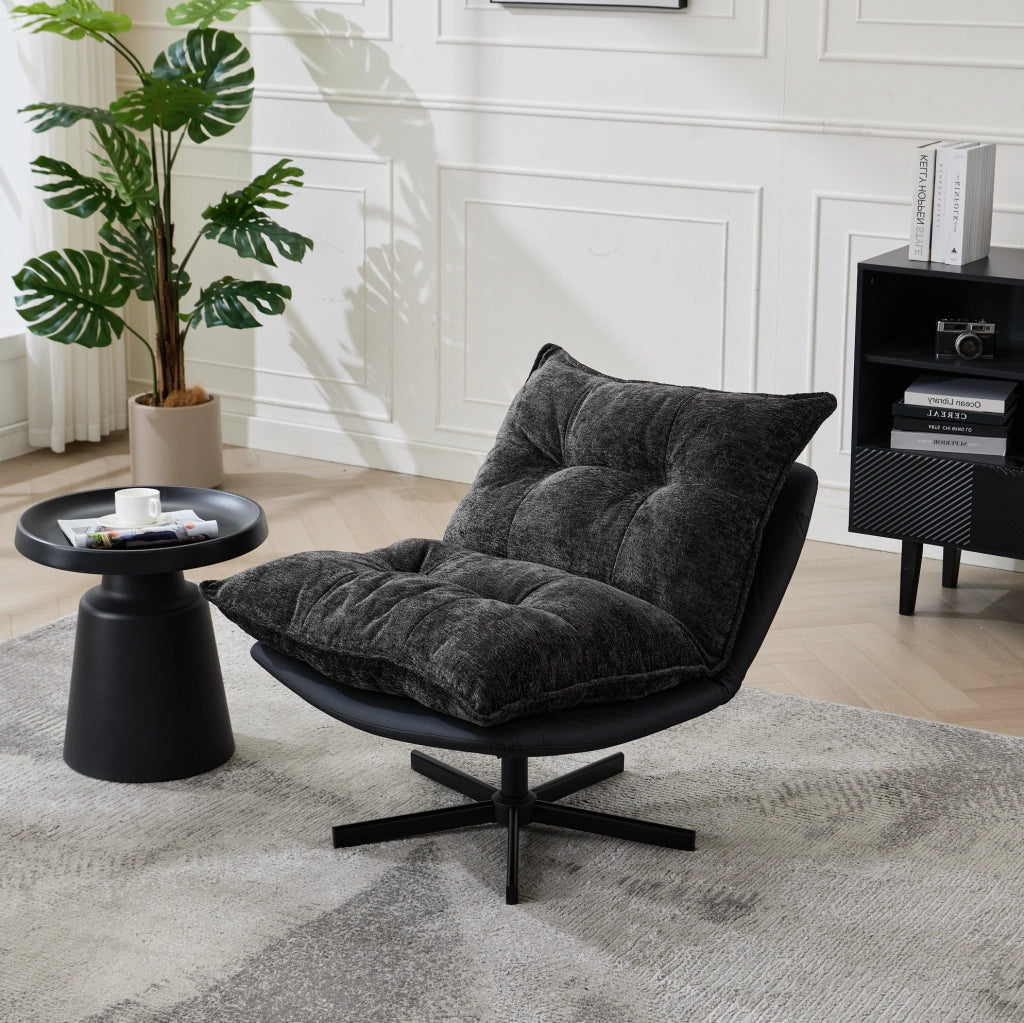 Poltrona relax girevole grigio scuro con schienale regolabile