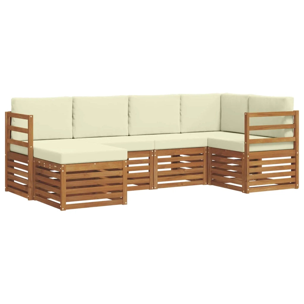 Set di divani da esterno 6 pz Naturale e Crema Poliestere 3375070