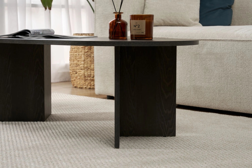 Tavolino da caffè in legno "Sabbia" - 60 x 119 x 40 cm - Nero Chiaro