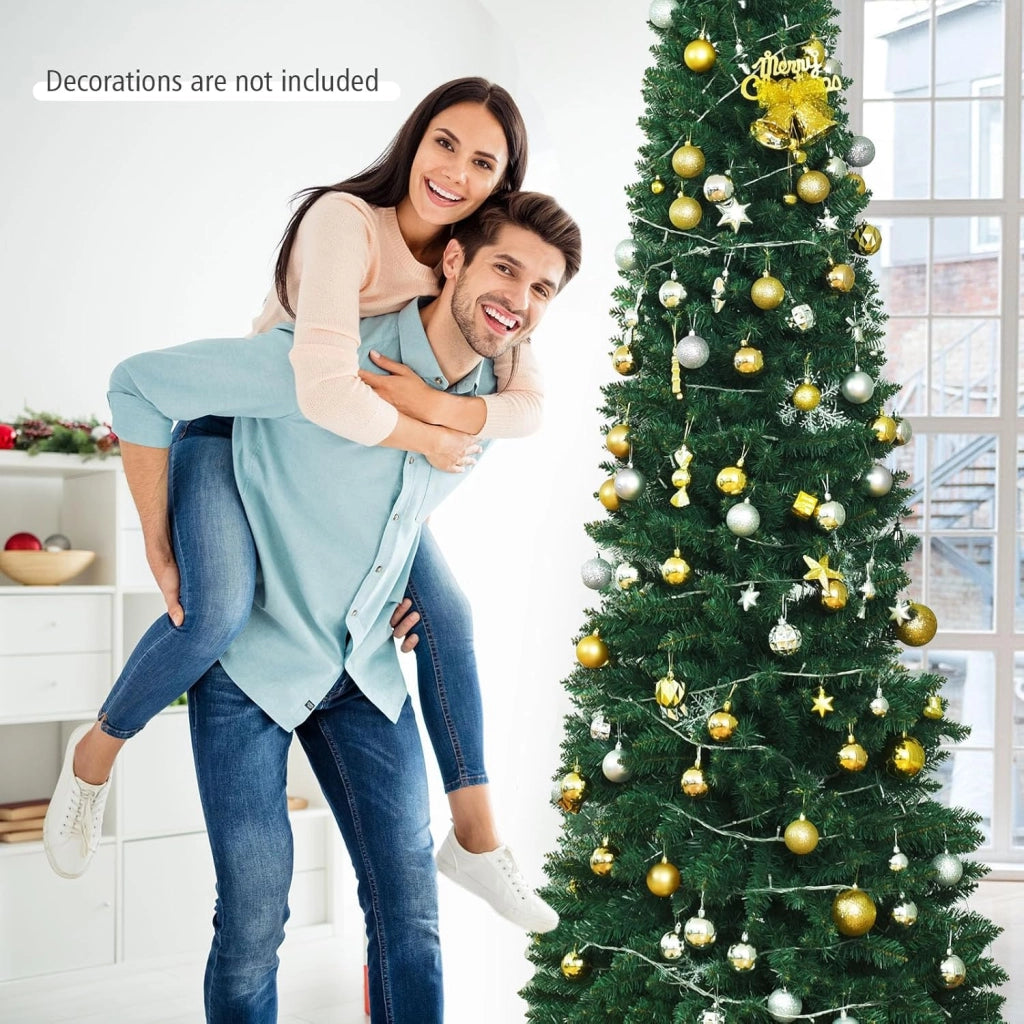 Albero di Natale Artificiale, Abete per la Festa di Natale, Albero Artificiale per Casa, Folto e Realistico, PVC, Supporto in Metallo, Facile da Montare, Verde (270 cm)