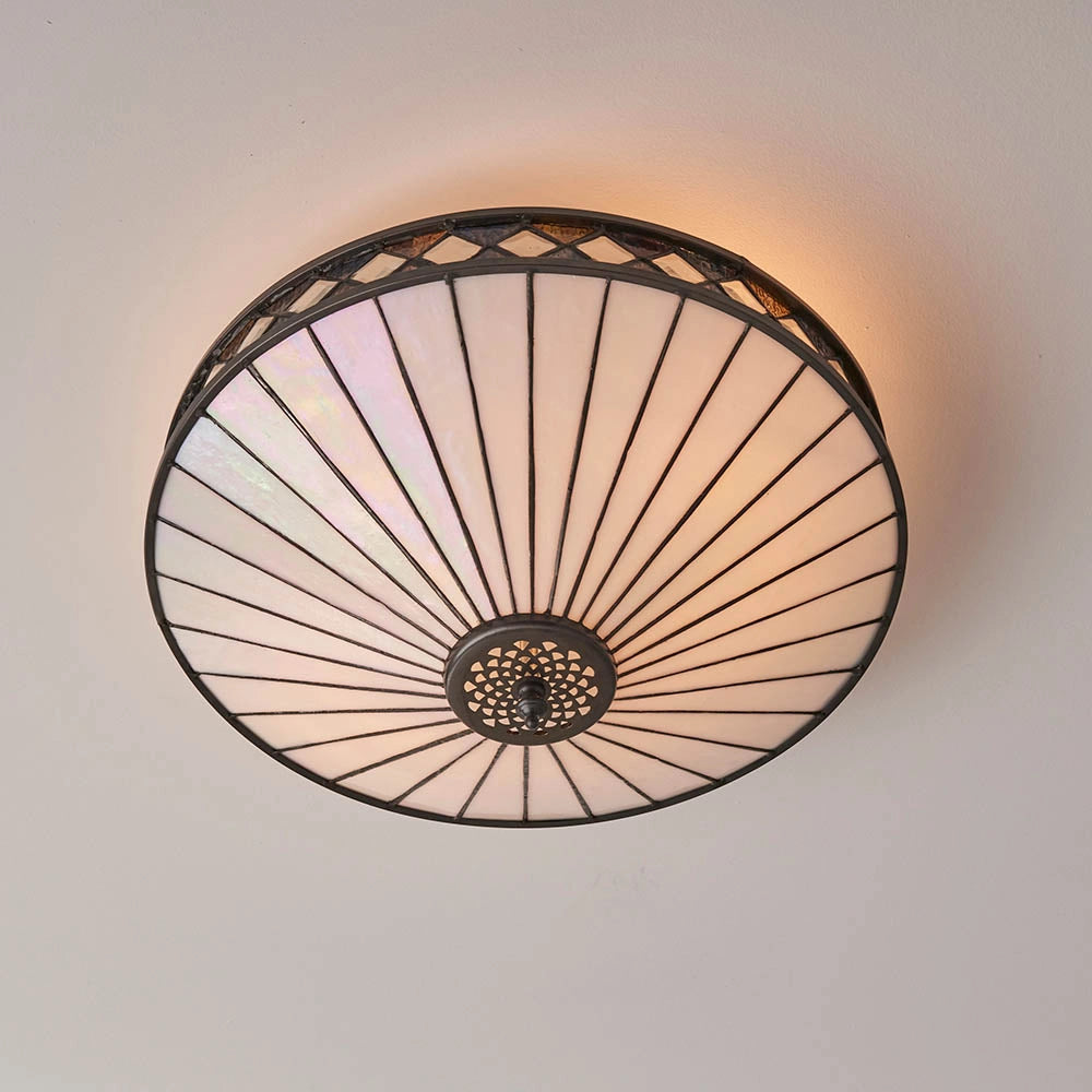 Plafoniera Tiffany FARGO vetrata rotonda 2xE27 60W