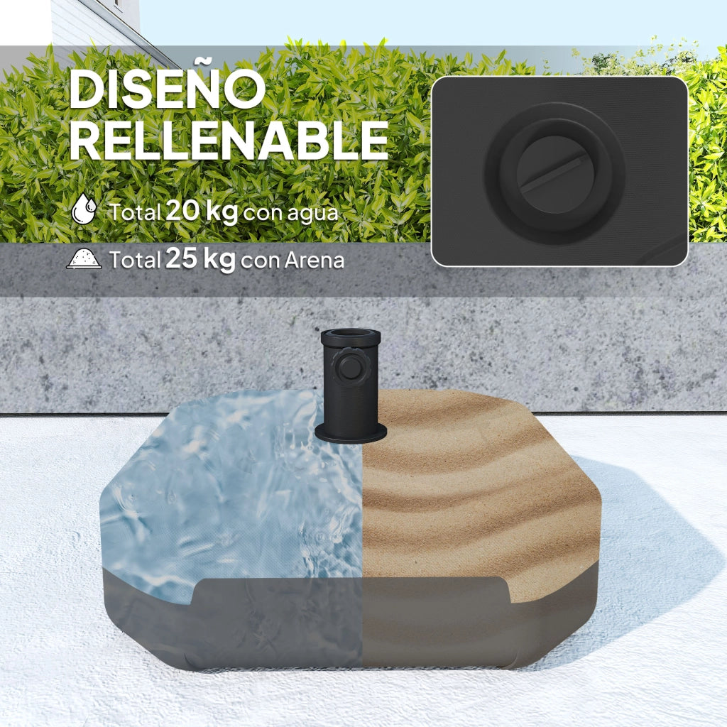 Base per Ombrellone Quadrato ¨C zephmum ¨C Nero ?38/48 mm Riempi con Sabbia 25 kg o Acqua 20 kg