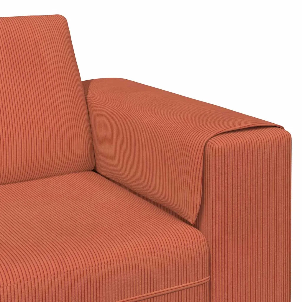 Divano in tessuto Rosso Arancio 208 cm Tessuto in velluto a coste