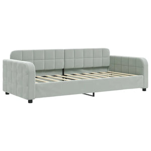 Divano Letto con Letto Estraibile Grigio Chiaro 90x190 Velluto 3196942