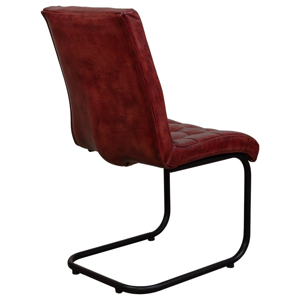Sedia rivestita in pelle marrone 41x50x94h cm