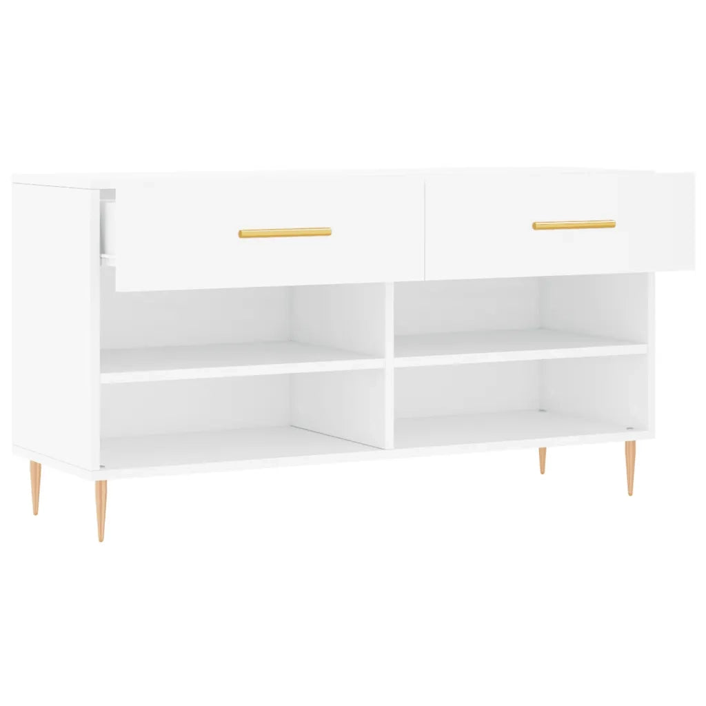 Panca Porta Scarpe Bianca 102x35x55 cm in Legno Multistrato