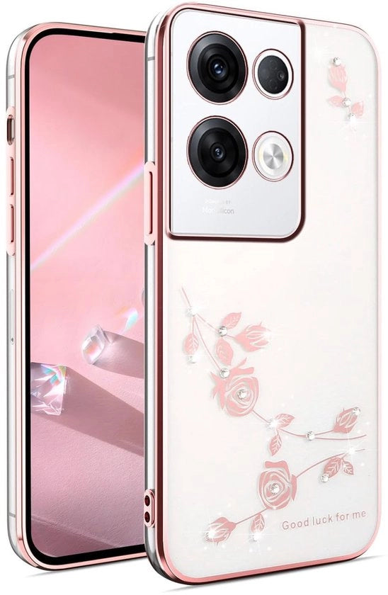 Custodia telefonica ultradura shockresistente - TPU siliconica - trasparente - elegante lucida - disegno fiorale - rosa