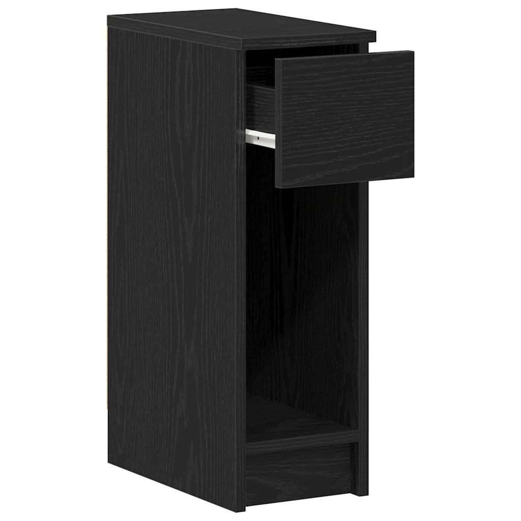 Comodino | Armadio da Notte | Mobiletto da notte con Cassetto Rovere Nero 20x36x60 cm