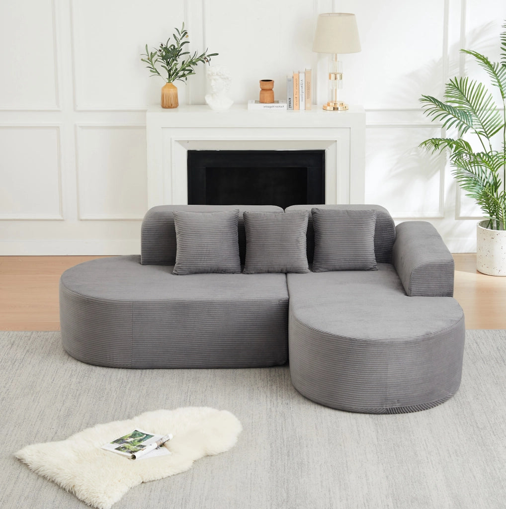DIVANO Angolare a L 220x155 cm Velluto a coste Grigio