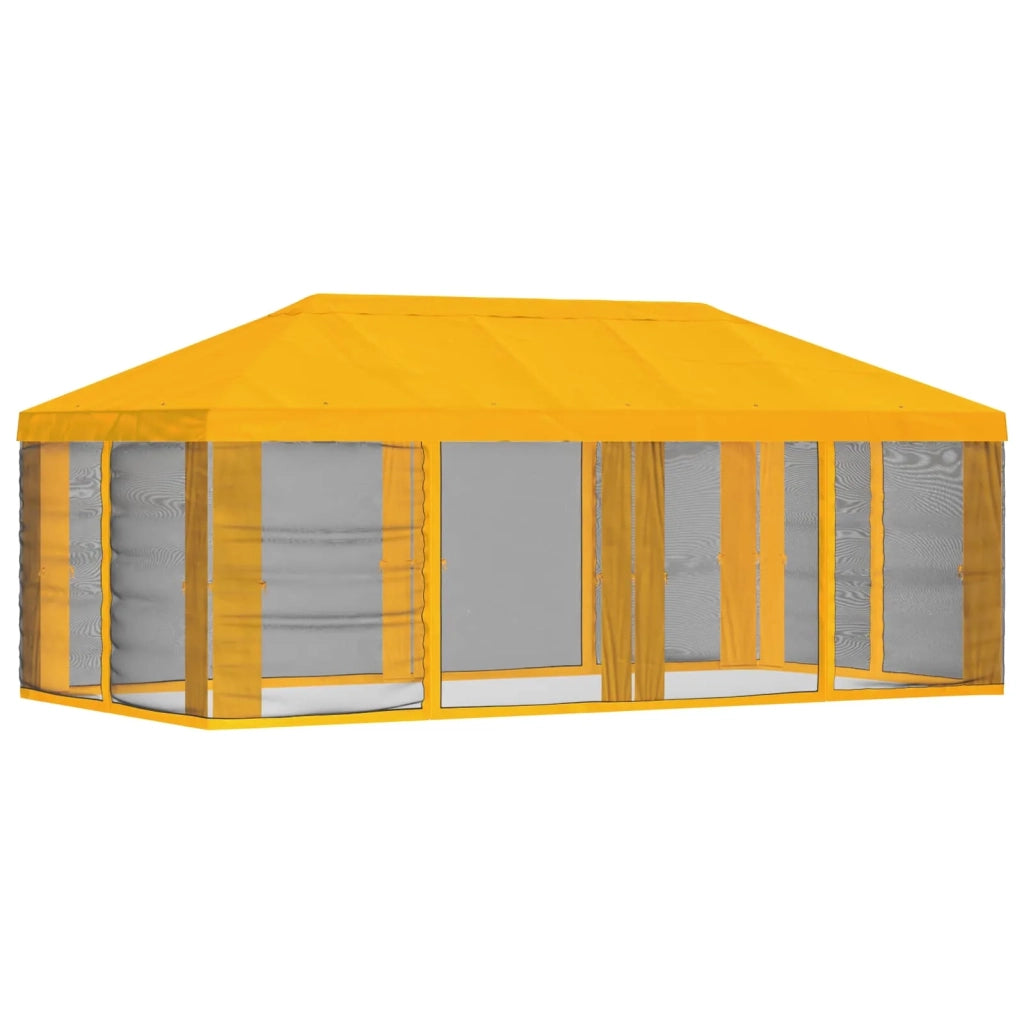 Copertura Gazebo con Pareti Laterali Giallo 600,5 x 300,5 cm 900442