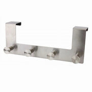 Trade Shop - Appendiabiti Da Porta Con 4 Ganci 27x11.5cm Silver Per Asciugamani Vestiti 87785 -