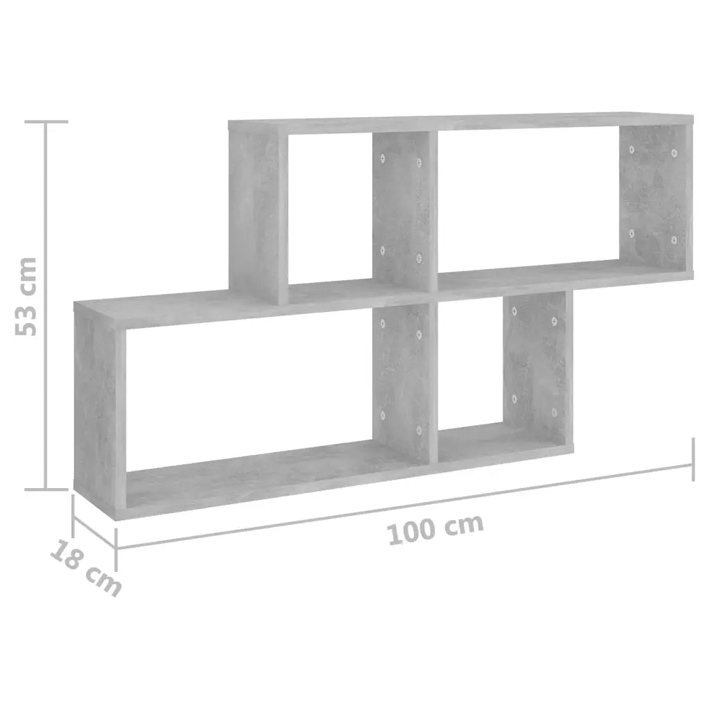 Scaffale a Parete Grigio Cemento 100x18x53 cm Legno Multistrato 807164