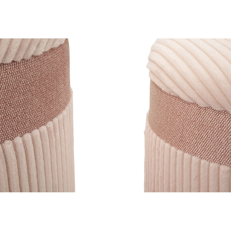 Puff Con Contenitore Cortina Rosa Set 3 Pz cm ø 40,5x49,5-35x42-31x38