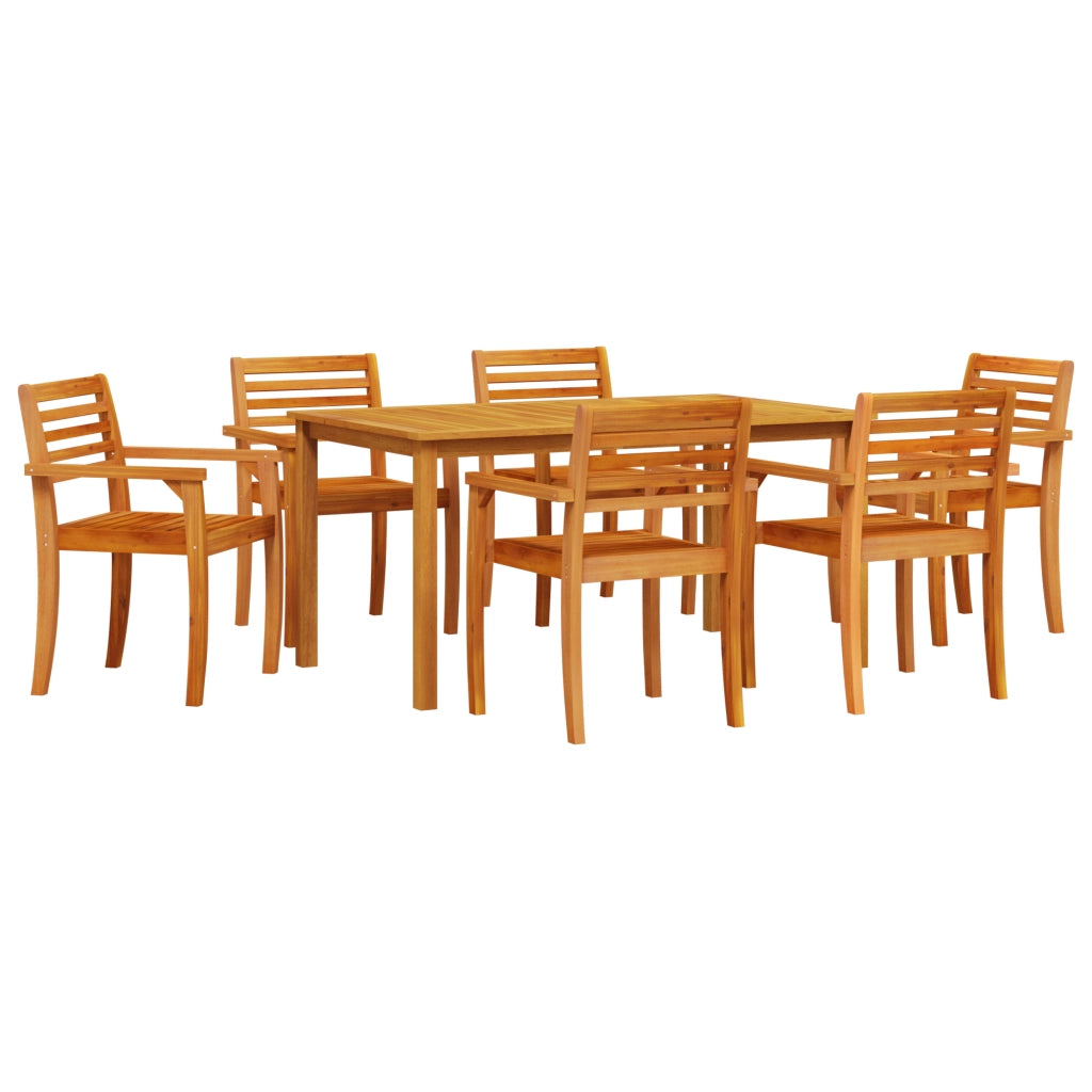 Set da pranzo in legno massello di acacia per il giardino, 7 pezzi