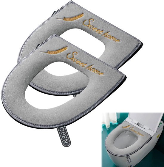 Set di 2 toiletbrilhoes, riscaldatore di toilet, cuscino per toilet in materiale spugnoso e riscaldante, con chiusura a ritt per tutti i tipi di toiletbrille ovale, BDHYYM, modello 2-pack