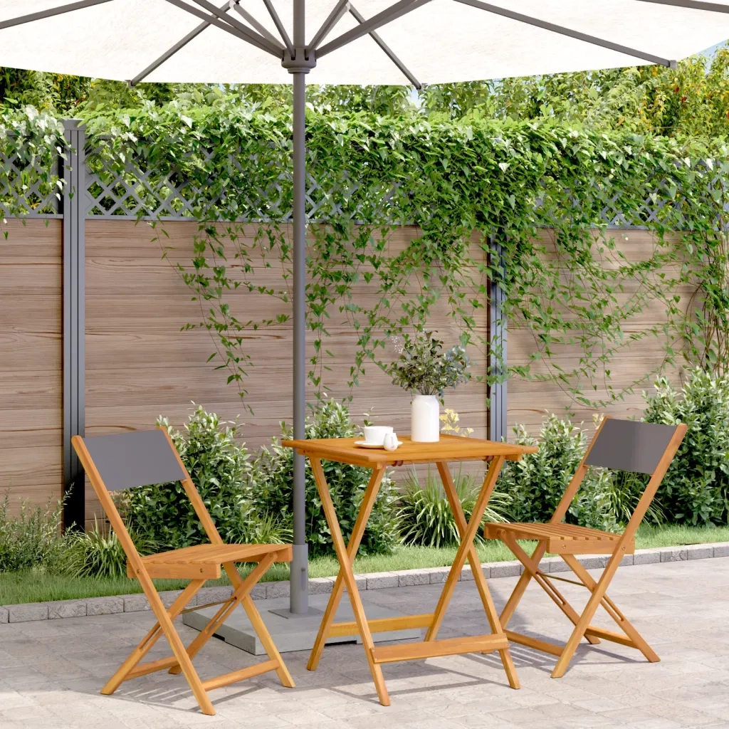 Set da Bistrot 3pz Antracite in Tessuto e Legno Massello 3281761