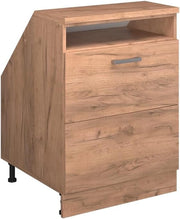 Mobile sottotetto Rion, Quercia dorata, 60 x 81.6 cm con 2 cassetti, carcassa 60 cm profondità, adatto per il salvaspazio sotto tetti spioventi