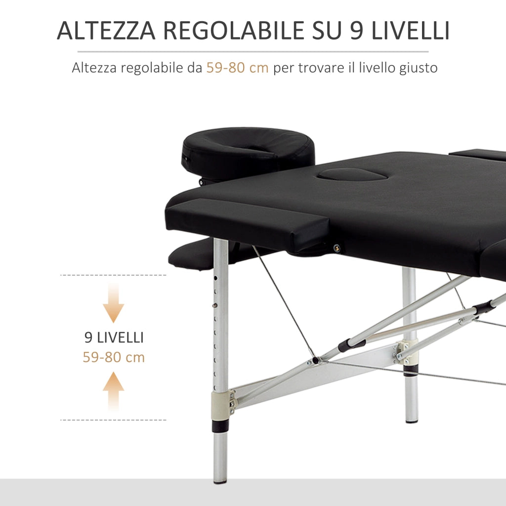 Lettino Massaggio Pieghevole Professionale Regolabile ¨C Zephmum ¨C Nero
