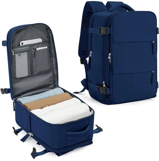 Borsa da Viaggio Grande per Donne, Valigetta da 40x20x25 cm, Borsa da Noleggio per Cabin Bag, Borsa da Viaggio Impermeabile per Laptop e Ufficio, con Comparto per Scarpe, Blu Saphiro.