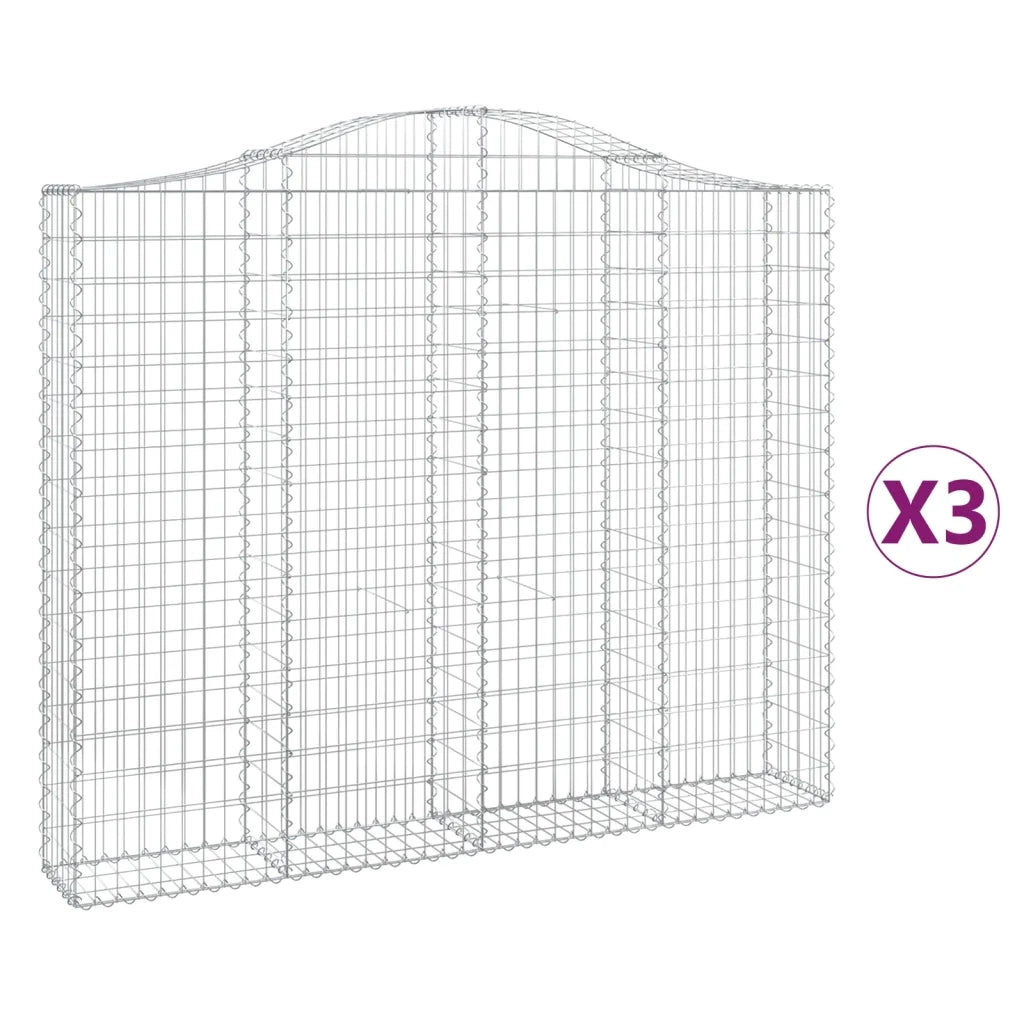 Cesti Gabbioni ad Arco 3 pz 200x30x160/180 cm Ferro Zincato