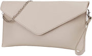 Borsa in pelle con cinturino da spalla elegante, taschino piccolo in pelle generica con cinturino da collo, dimensioni 31,5x16,5cm, modello G369 (Beige)