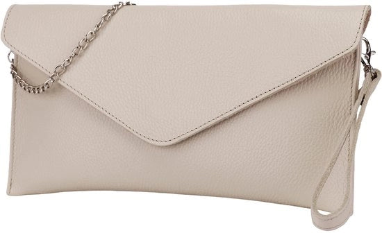 Borsa in pelle con cinturino da spalla elegante, taschino piccolo in pelle generica con cinturino da collo, dimensioni 31,5x16,5cm, modello G369 (Beige)