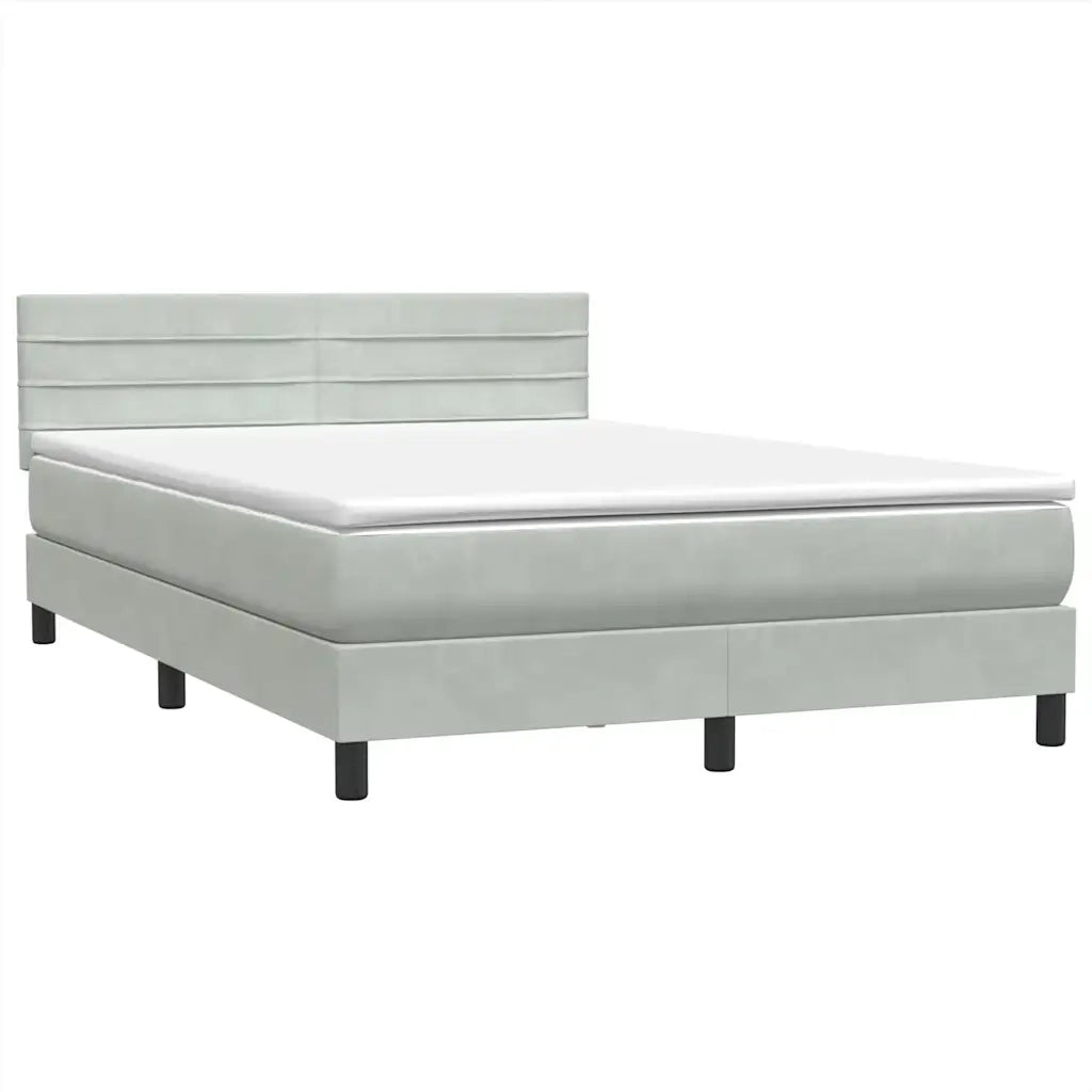 Giroletto a Molle con Materasso Grigio Chiaro 160x220cm Velluto 3316359
