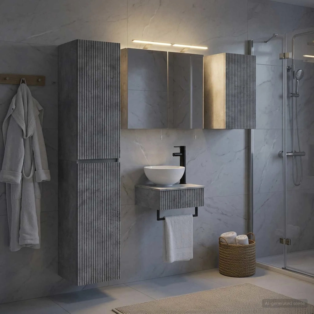Set di mobili per il bagno 5 pcs Grigio Cemento 3407242