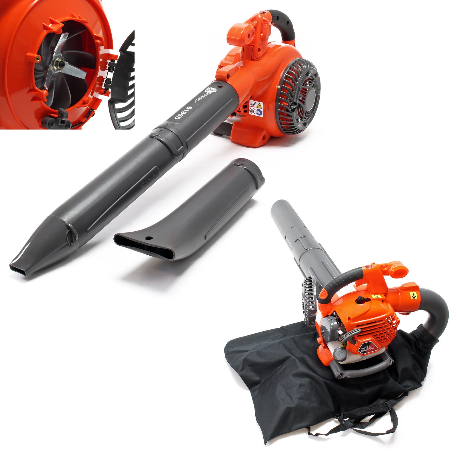 Aspirafoglie, Soffiatore foglie & tritafoglie 3in1 a benzina 1 CV 26 ccm Sacco di raccolta da 50 l